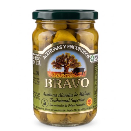Zelené olivy s kôstkou D.O.P. 170g