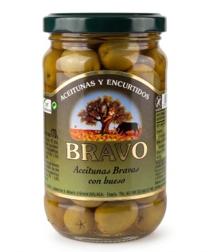 Zelené olivy s kôstkou pikantné 170g