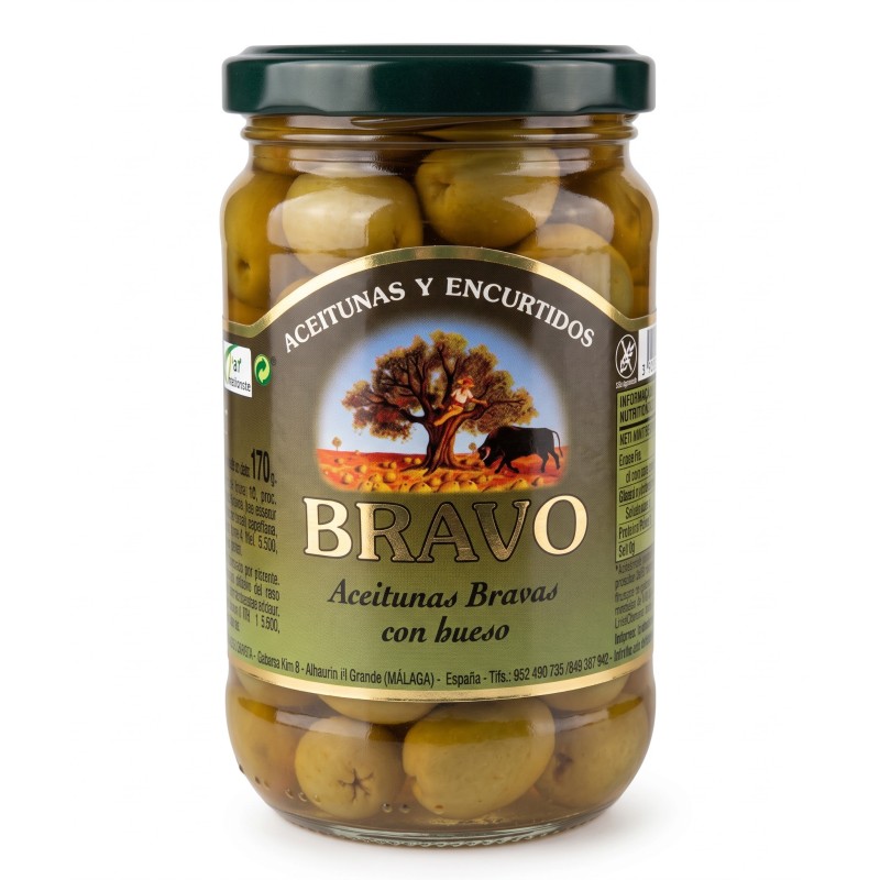 Zelené olivy s kôstkou pikantné 170g