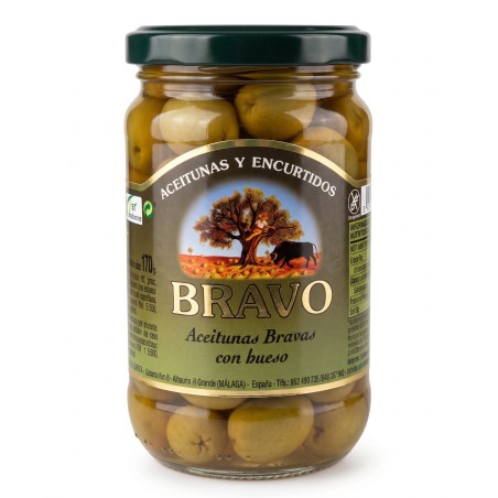 Zelené olivy s kôstkou pikantné 170g