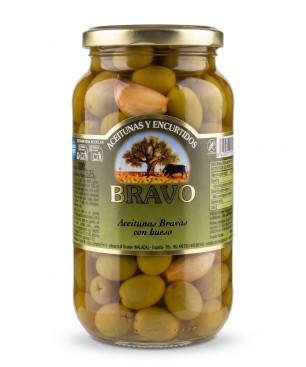Zelené olivy s kôstkou pikantné 525g
