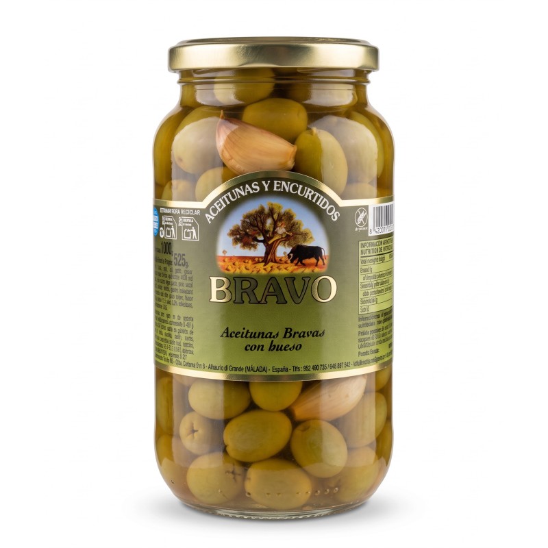 Zelené olivy s kôstkou pikantné 525g