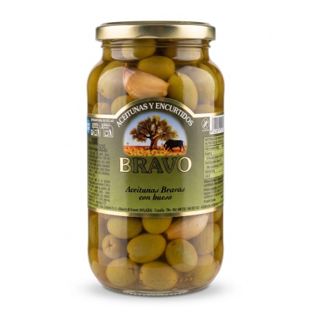 Zelené olivy s kôstkou pikantné 525g