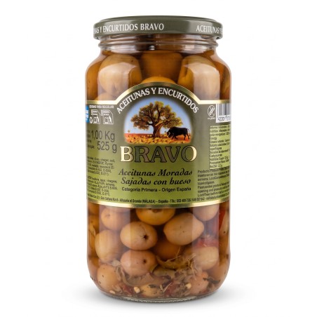 Fialové olivy s kôstkou 525g