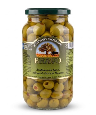 Zelené olivy plnené paprikovou pastou 500g