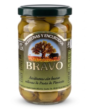 Zelené olivy plnené paprikovou pastou 170g