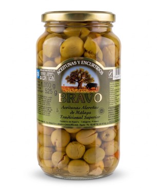 Zelené olivy s kôstkou drvené a marinované 525g