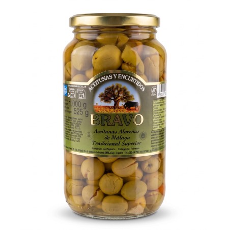 Zelené olivy s kôstkou drvené a marinované 525g