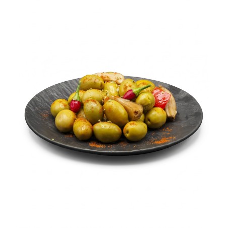 Zelené olivy s kôstkou pikantné 525g
