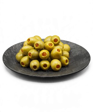 Zelené olivy plnené paprikovou pastou 500g